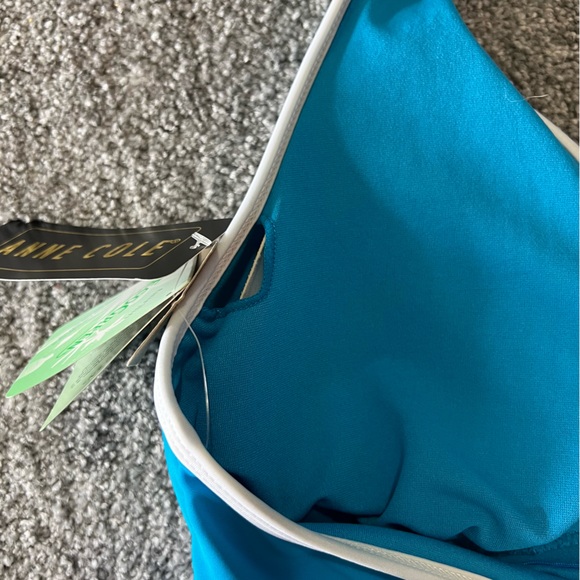 Anne cole swim suit womens 18 blue white one piece plus size summer beach swim - Picture 7 of 12